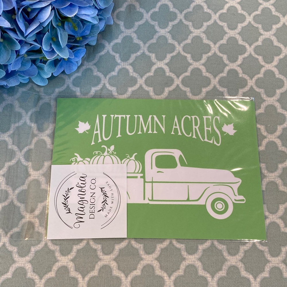 Magnolia Design Co Autumn Acres Truck Pumpkins Silkscreen Stencil NEW